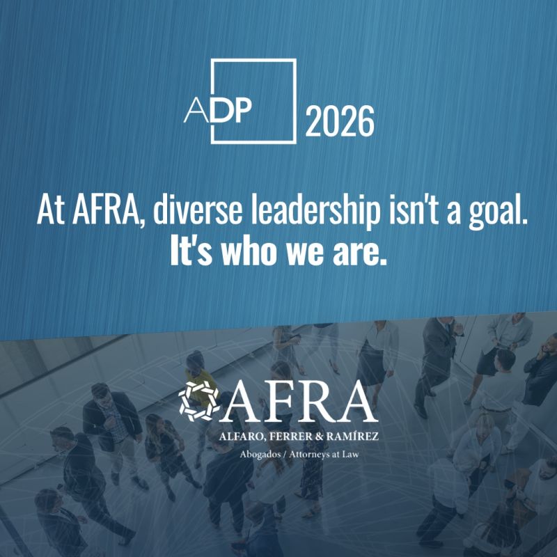 Gráfico corporativo de AFRA para el evento ADP 2026 con el mensaje sobre su cultura de inclusión y liderazgo diverso.